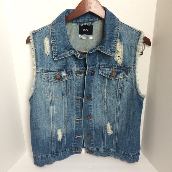 BDG Jackets & Blazers - BDG denim distressed vest size medium